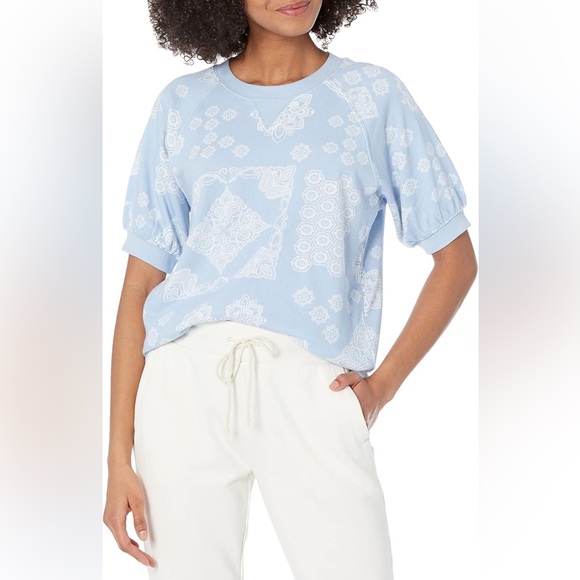 PJ Salvage Tops - PJ Salvage Bandanarama Blue Short Sleeve Lounge Tee XS NEW